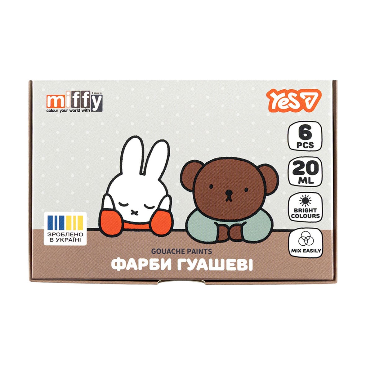 Гуаш для малювання YES Miffy, 6 кольорів, 6*20 мл (230444)